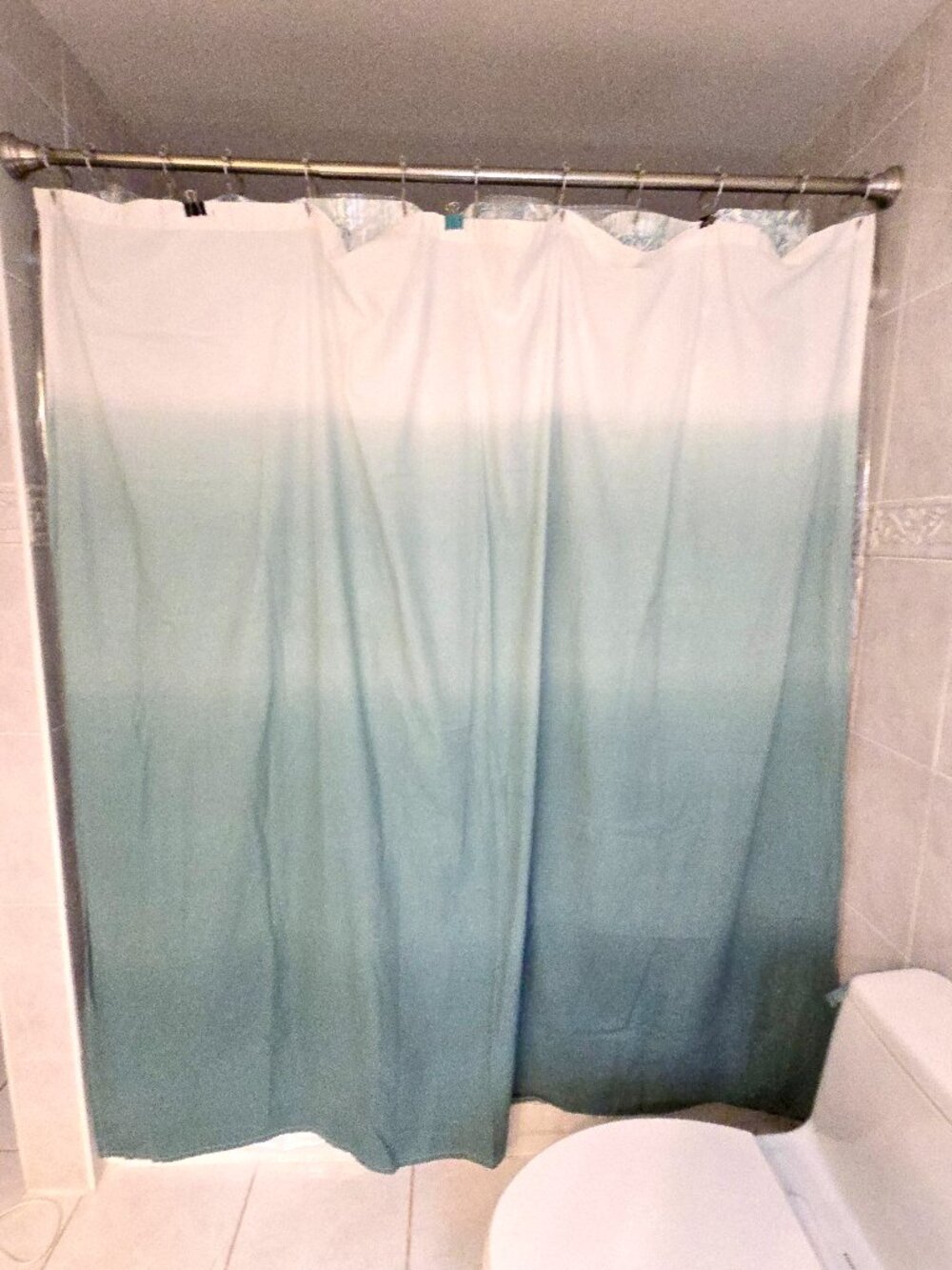 Threshold Teal to White Ombre 100% Cotton Shower Curtain (72" x 72")